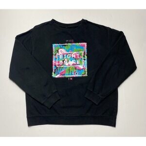 Eight & Nine Mens Sweatshirt Size L  Black Pullover Long Sleeve Tropic Graphic